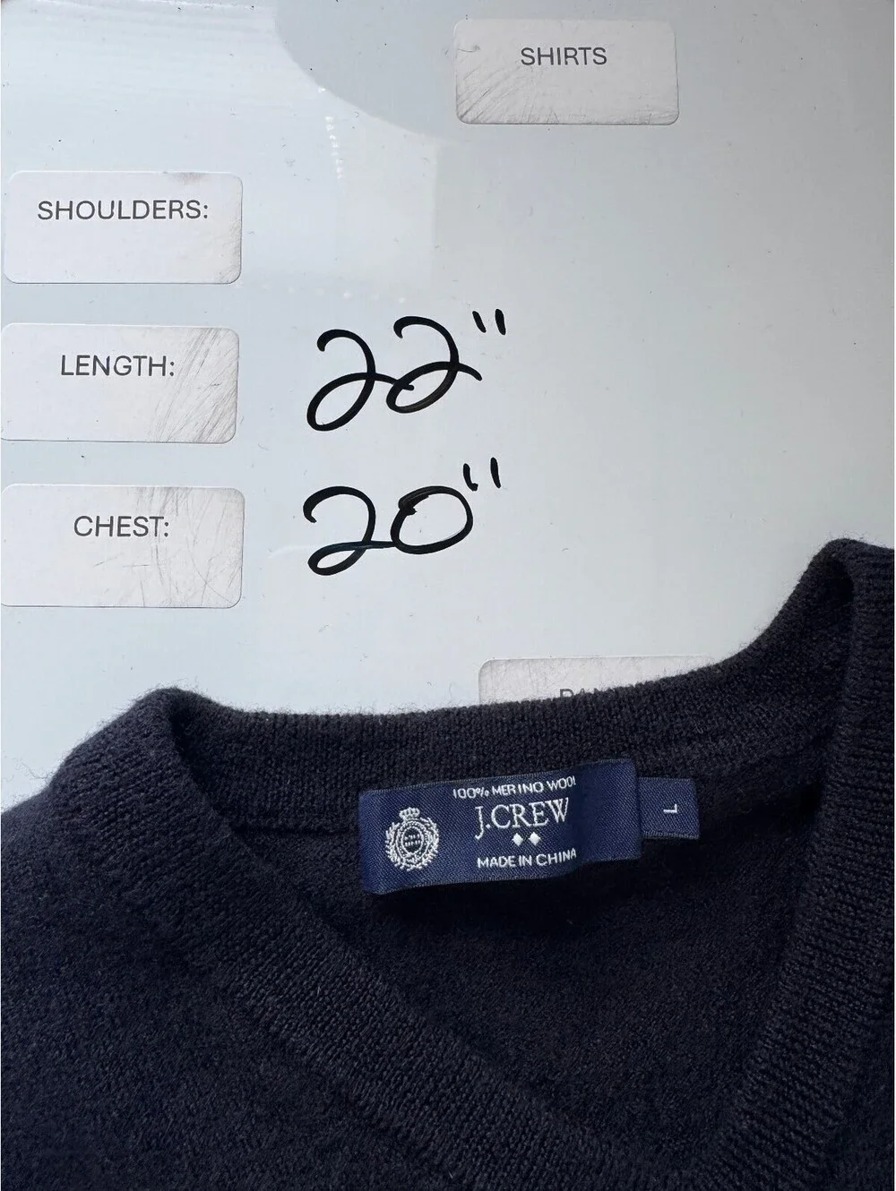 J.Crew Sweater Vest Men’s L Navy 100% Merino Wool V-Neck Classic Preppy